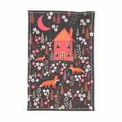 House and Foxes Tea Towel