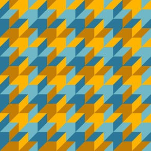 harlequin houndstooth - blue and gold