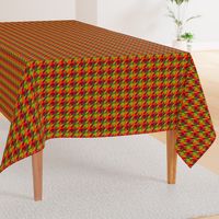 harlequin houndstooth - red, orange, olive and green