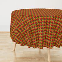 harlequin houndstooth - red, orange, olive and green