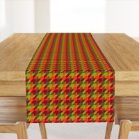 harlequin houndstooth - red, orange, olive and green