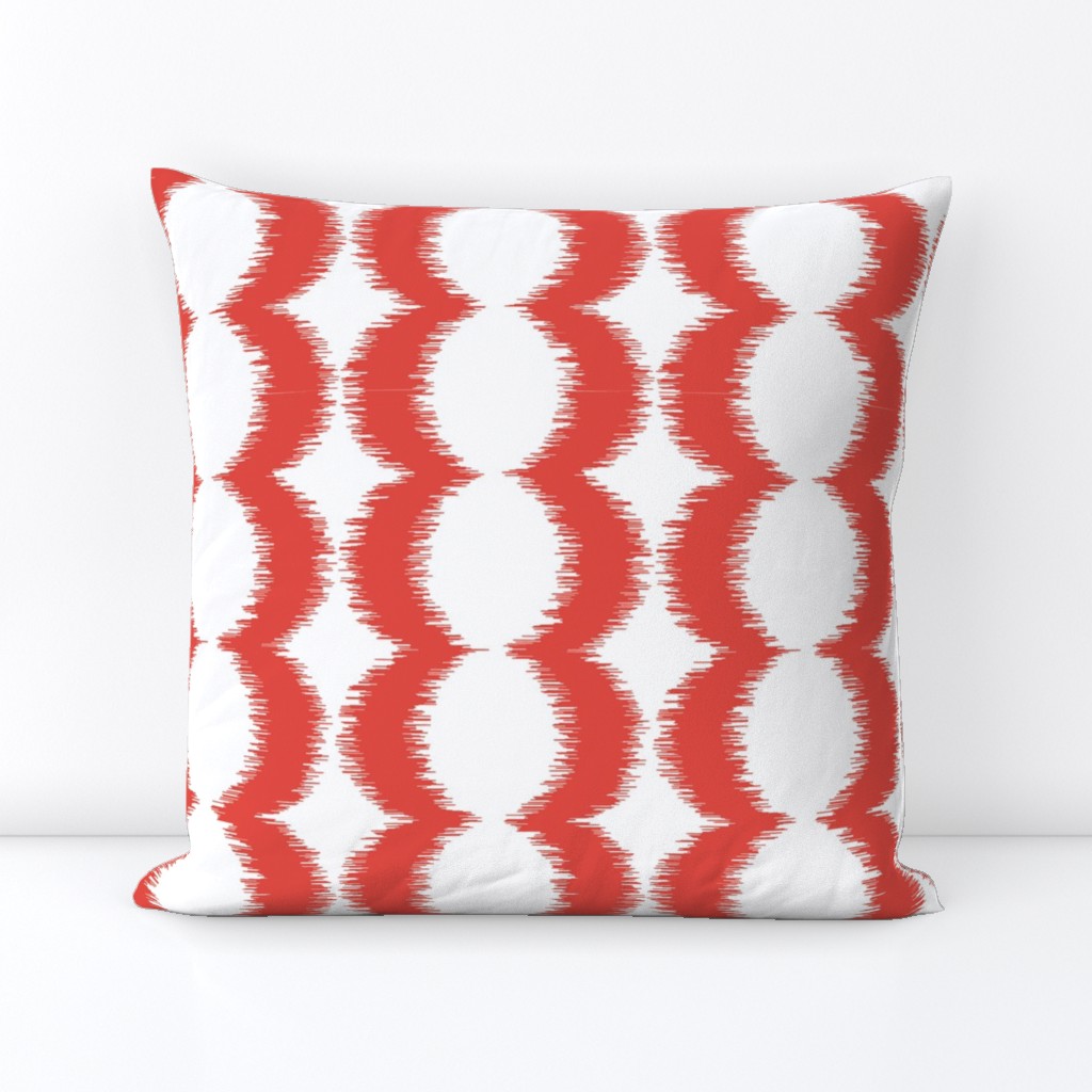 Wave Vertical Ikat - Red and White