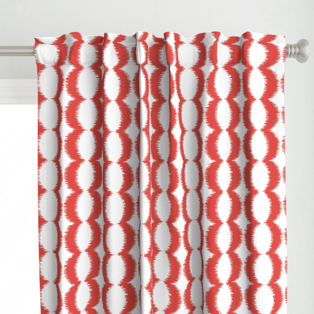 Wave Vertical Ikat - Red and White