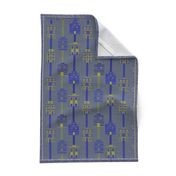 House stripes for Minoan homes 2, a tea towel 2 in indigo blues + acid yellows by Su_G_©SuSchaefer