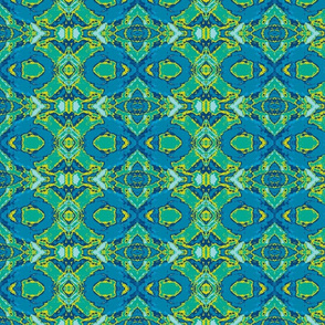 French Provencal Print in Blue and Green