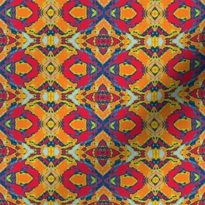 French Provencal Print in Yellow, Red and Orange