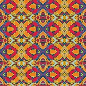 French Provencal Print in Yellow, Red and Orange