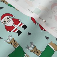 santa and reindeer // reindeer santa christmas fabric cute illustrated christmas fabric by andrea lauren andrea lauren design 
