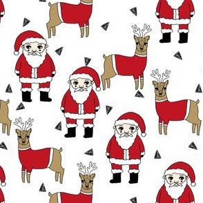 santa and reindeer // santa fabric cute holiday xmas holiday fabrics xmas andrea lauren fabric cute illustration xmas holiday