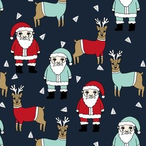 santa and reindeer // xmas holiday xmas fabric christmas fabric cute santa and reindeer fabrics for holiday christmas
