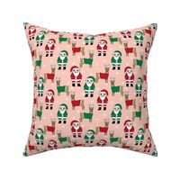 santa and reindeer // christmas xmas holiday fabric red and green santas cute reindeer sweaters fabric