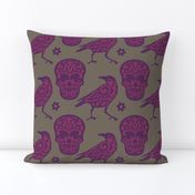 Skull Raven in Purple, Pink, and Gray