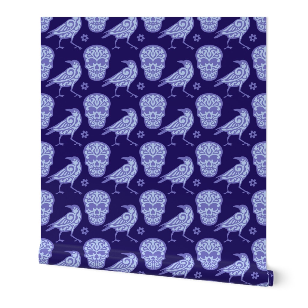 Skull Raven in Blue and Purple