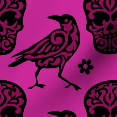 Skull Raven in Pink