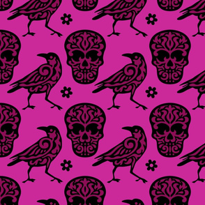 Skull Raven in Pink