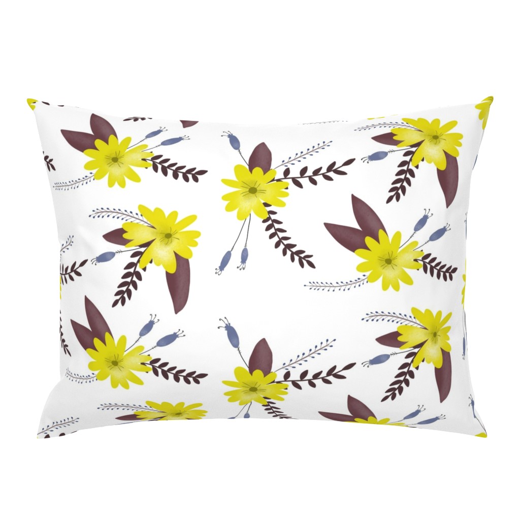 Yellow Flowers with Purple Leaves - Larger Scale