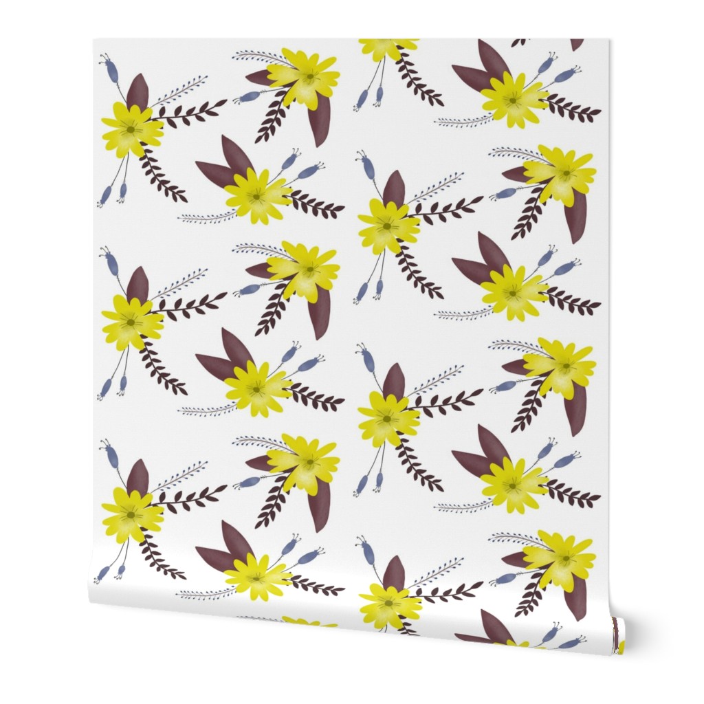 Yellow Flowers with Purple Leaves - Larger Scale