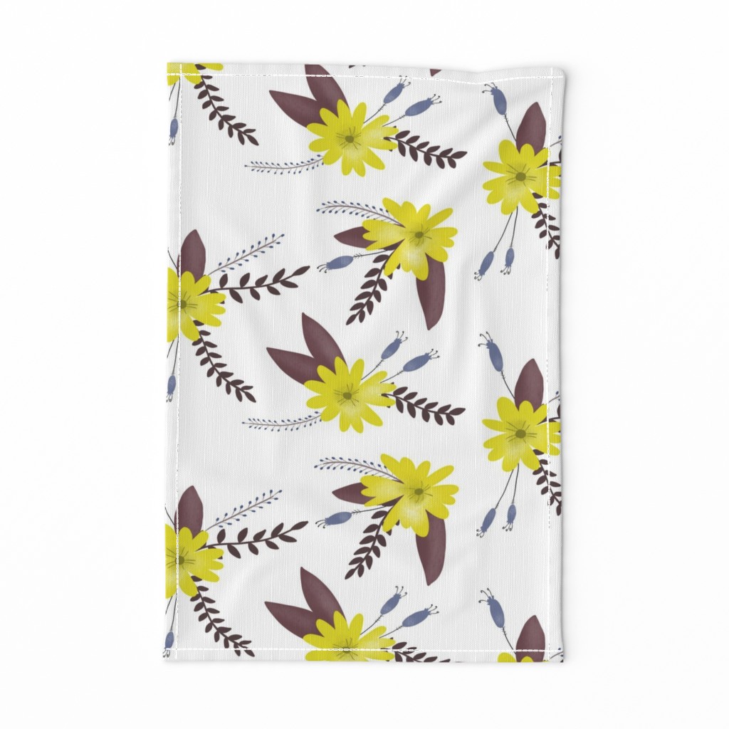 Yellow Flowers with Purple Leaves - Larger Scale