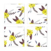 Yellow Flowers with Purple Leaves - Larger Scale