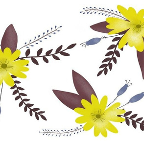 Yellow Flowers with Purple Leaves - Larger Scale