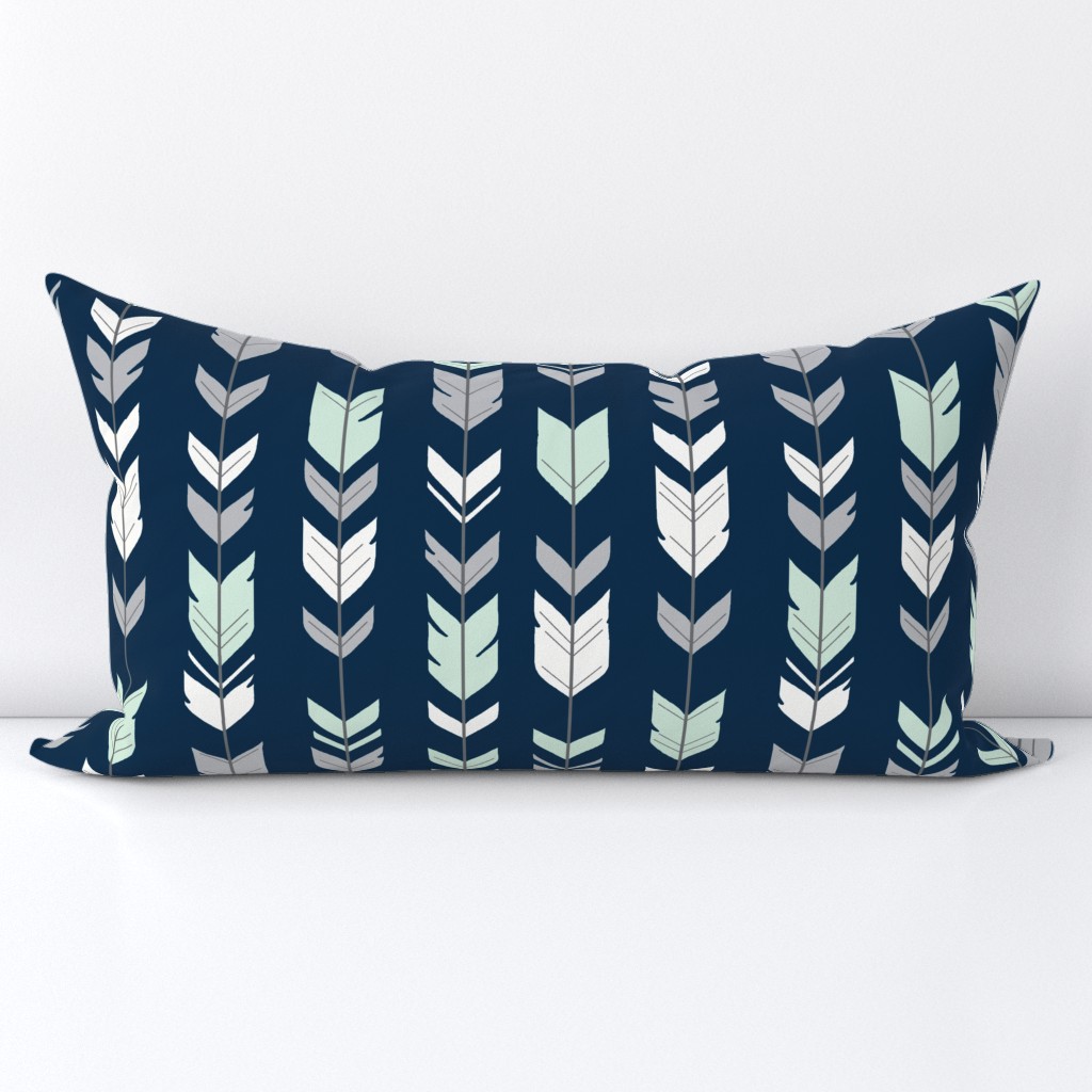 arrow Feathers- navy/mint/grey