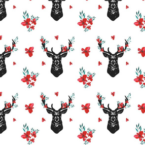 Christmas Deer Celebration with Red Florals
