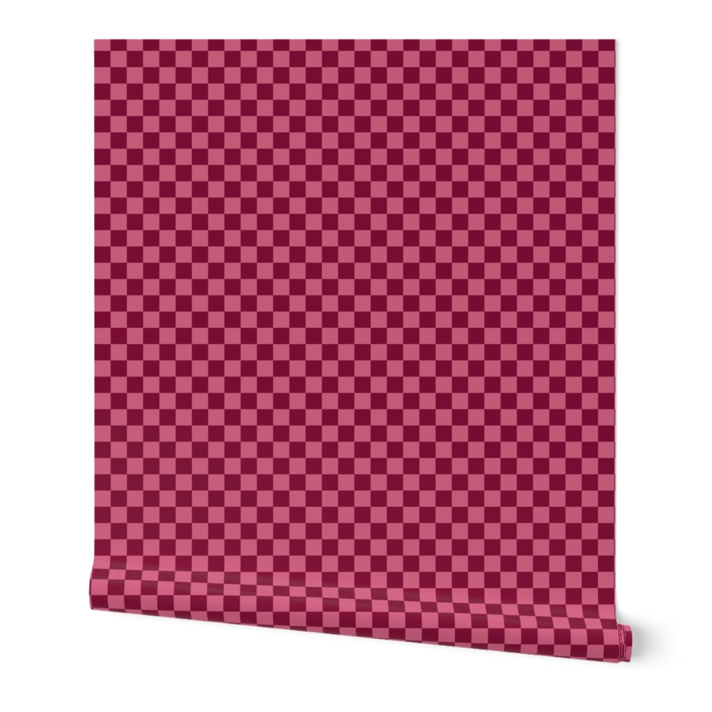 JP7 - Small - Checkerboard of Quarter Inch Squares in Rosy Red and Rustic Pink