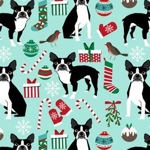 boston terriers christmas fabric cute xmas holiday dog design christmas fabrics boston terriers