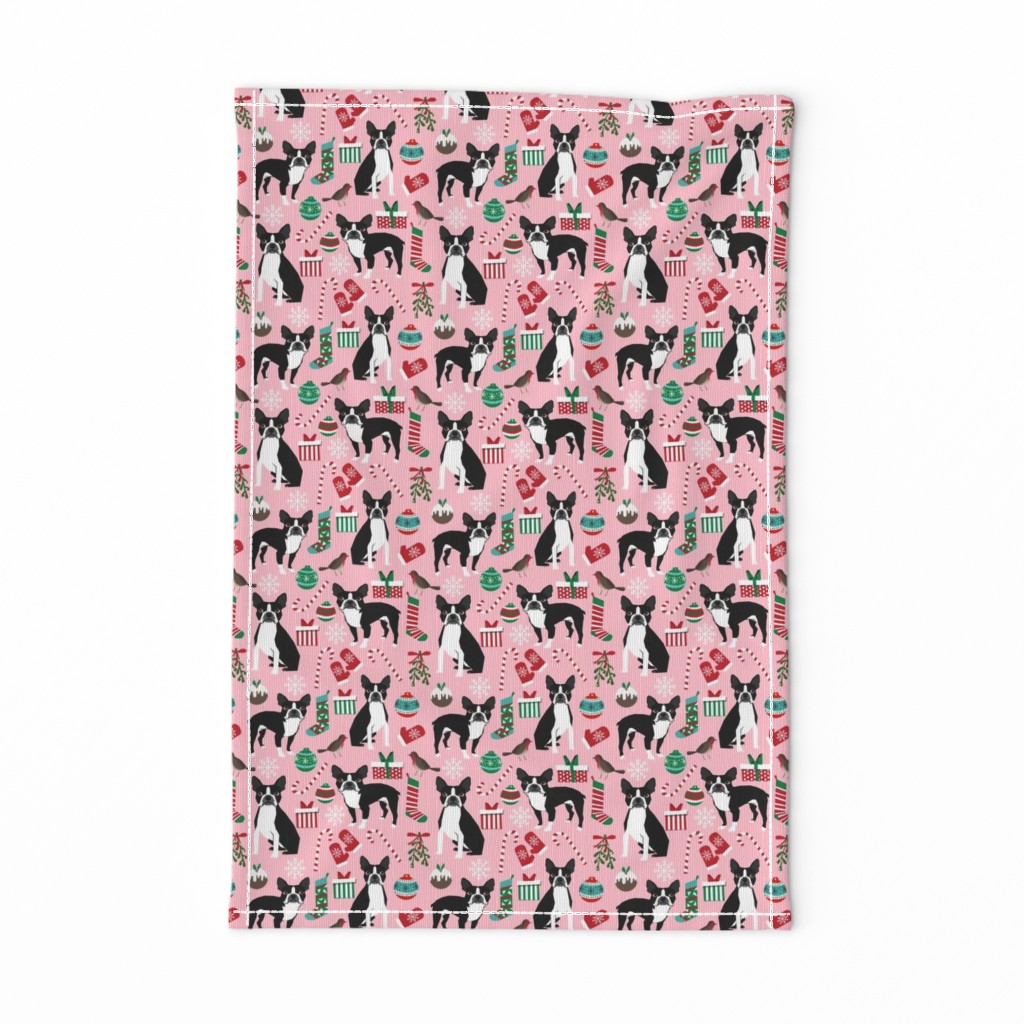 boston terriers dog fabric christmas xmas holiday cute dog design christmas fabrics boston terriers