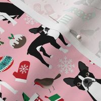 boston terriers dog fabric christmas xmas holiday cute dog design christmas fabrics boston terriers