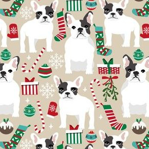 french bulldogs christmas fabric cute frenchie dog dogs xmas fabrics cute french bulldogs fabric
