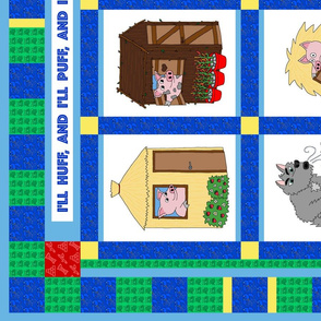 Three Little Pigs Cheater Quilt with Back