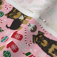 yorkie fabric cute christmas dog breeds fabric yorkie christmas fabric yorkshire terrier fabric 