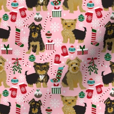 yorkie fabric cute christmas dog breeds fabric yorkie christmas fabric yorkshire terrier fabric 