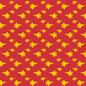 F35 Jet in red and yellow offset pattern