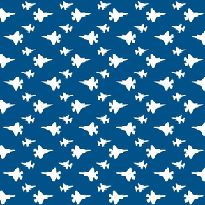 F35 Jet in a blue and white offset pattern