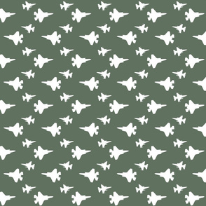 F35 Jet in a flight suit green and white offset pattern