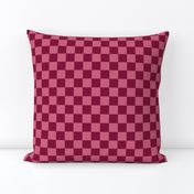 JP7 - Large - Checkerboard of One Inch Squares in Rosy Red and Rustic Pink