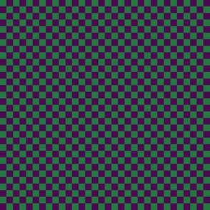 JP6 - Small -  Checkerboard of Quarter Inch Squares in Grassy Green and Vivid Purple
