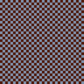 JP3 - Small -  Checkerboard of Quarter Inch Squares  of Brown and Pastel Slate Blue