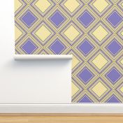 FNB1 - Mini Diamonds on Point Cheater Quilt  in Lemon Yellow and Violet Blue