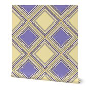 FNB1 - Mini Diamonds on Point Cheater Quilt  in Lemon Yellow and Violet Blue