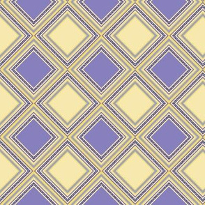 FNB1 - Mini Diamonds on Point Cheater Quilt  in Lemon Yellow and Violet Blue