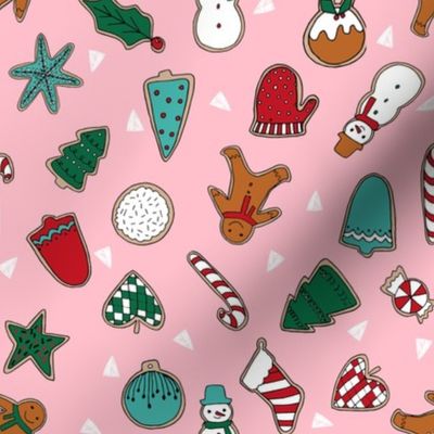 christmas cookies // pink cute christmas cookie fabric christmas baking food holiday fabrics holiday designs andrea lauren andrea lauren fabrics