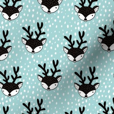 Winter woodland reindeer snow wonderland cute deer christmas theme ice blue