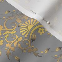 Classic Golden Yellow Floral on Gray