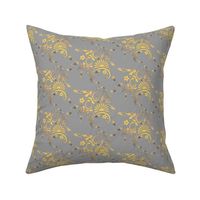 Classic Golden Yellow Floral on Gray