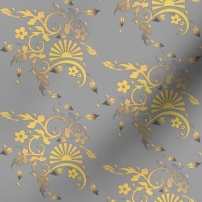 Classic Golden Yellow Floral on Gray