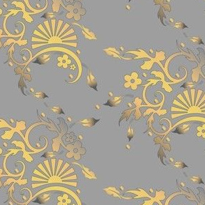Classic Golden Yellow Floral on Gray