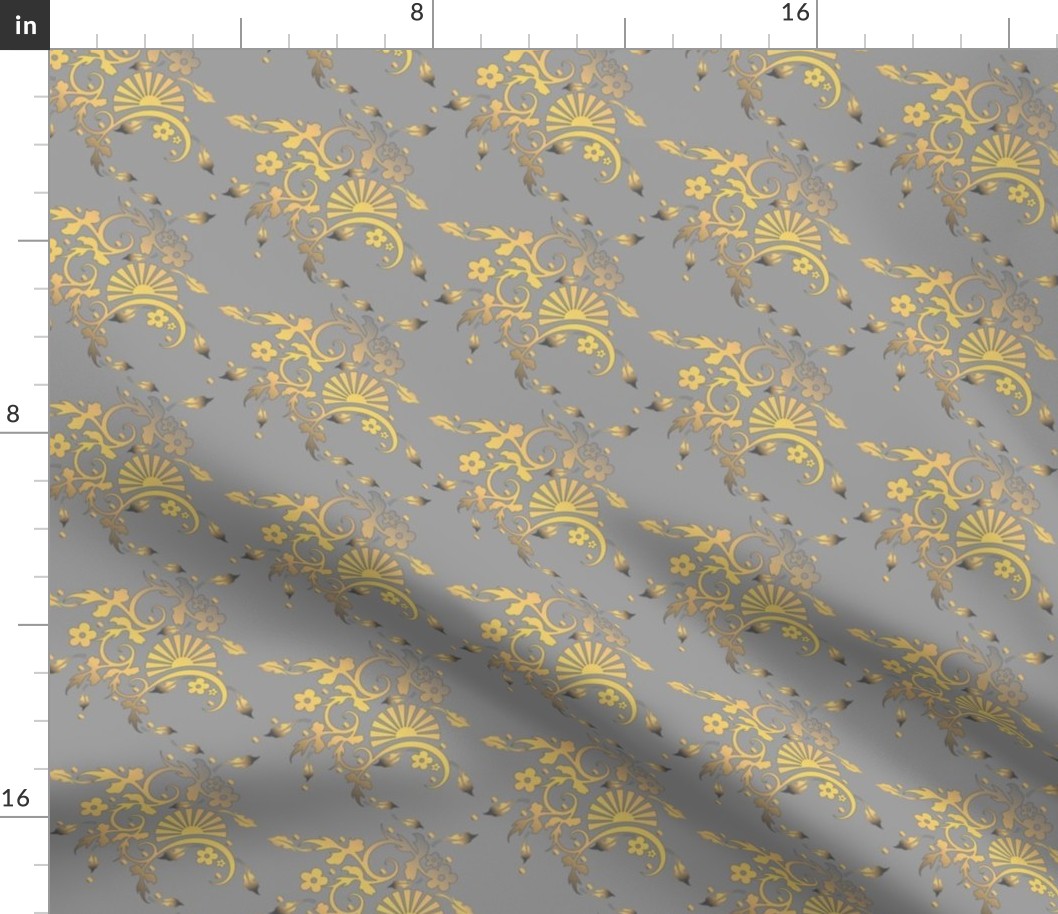 Classic Golden Yellow Floral on Gray